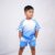 Nautical Blue Ombre Print with Circle Print Sleeves